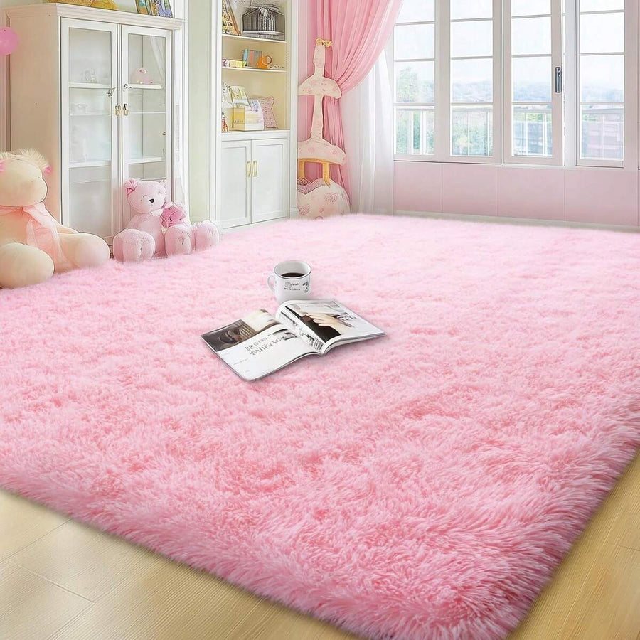 Soft Shag Rugs For Bedroom, Pink Fluffy Shaggy Rugs For Living Room, Luxury Modern Plush Carpet Girls Boys Room Dorm Indoor Home Decor, Upgrade Non-Slip